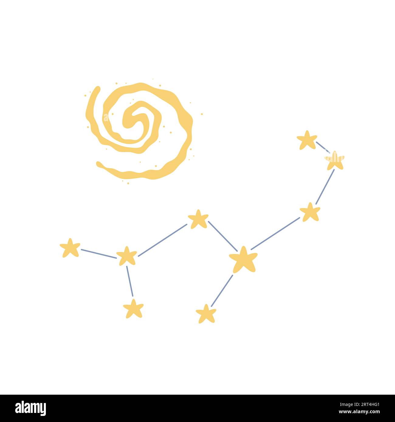 Constellation d'étoiles d'astrologie mignonne. Explorer le système solaire, découvrir l'illustration vectorielle de dessin animé de l'univers Illustration de Vecteur