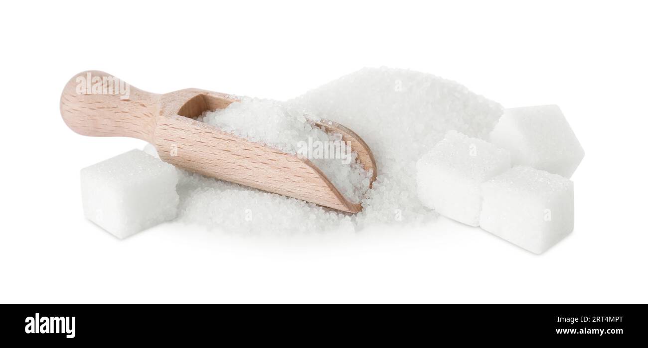 Différents types de sucre isolés sur blanc Banque D'Images
