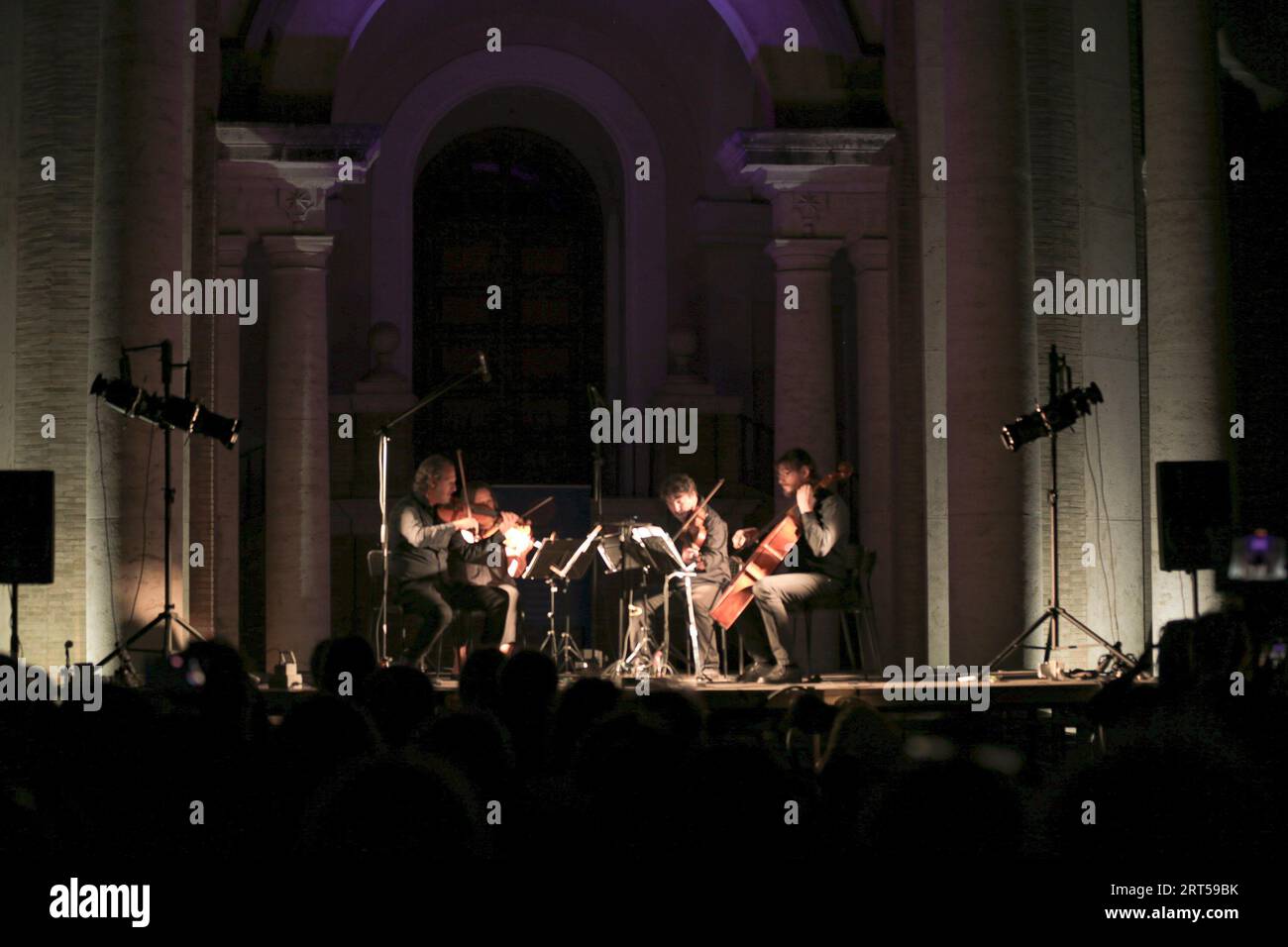 Rome, Italie. 10 septembre 2023. Pessoa Quartet à la 3e journée du Festival de musique Bravetta au Cloître du bon Berger . Le Festival a été parrainé par la XIIe Municipalité avec la participation de Roma capitale et avec la collaboration du lycée scientifique Marcello Malpighi de Rome. (Photo de Daniela Franceschelli/Pacific Press) crédit : Pacific Press Media production Corp./Alamy Live News Banque D'Images