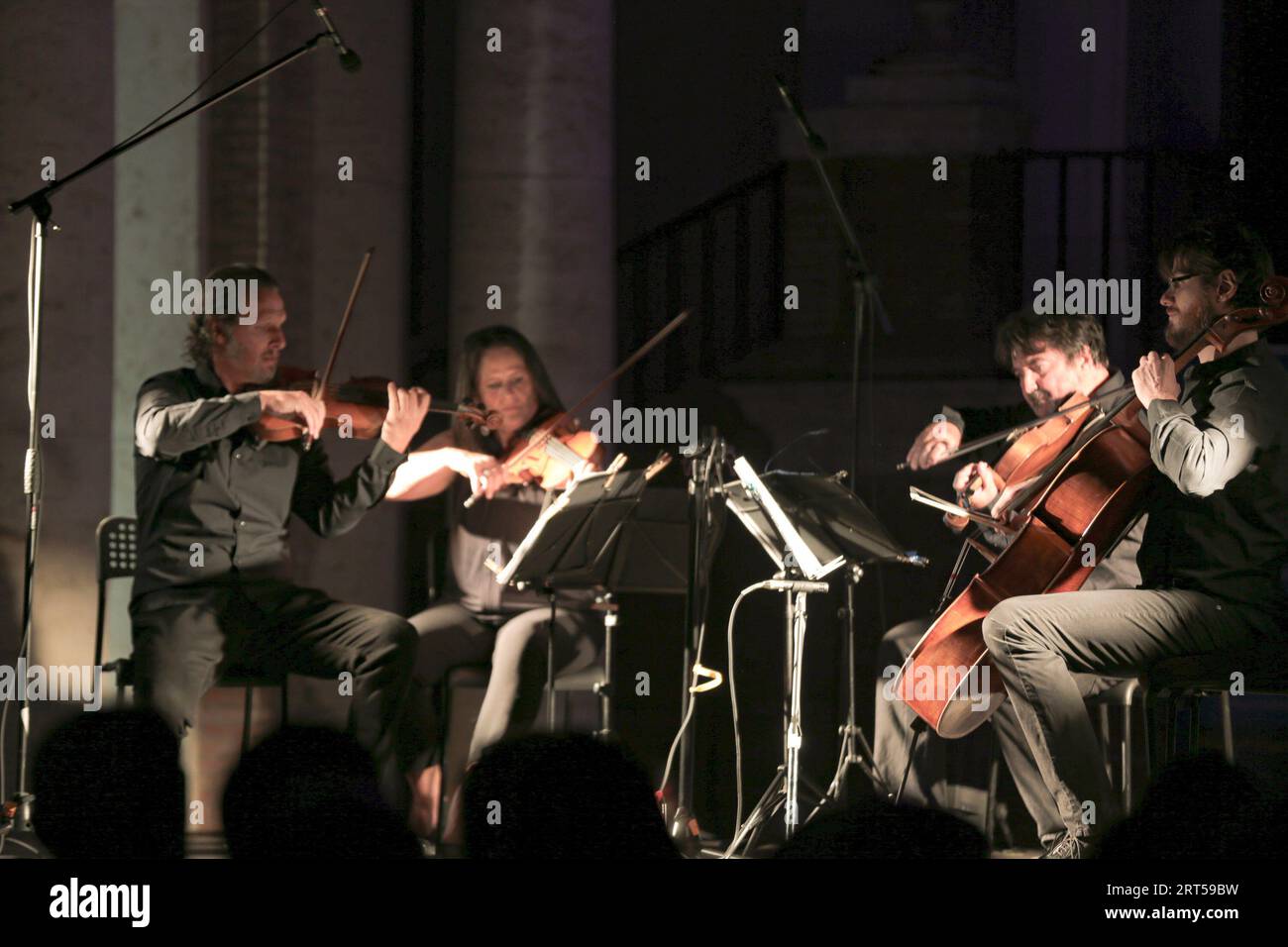 Rome, Italie. 10 septembre 2023. Pessoa Quartet à la 3e journée du Festival de musique Bravetta au Cloître du bon Berger . Le Festival a été parrainé par la XIIe Municipalité avec la participation de Roma capitale et avec la collaboration du lycée scientifique Marcello Malpighi de Rome. (Photo de Daniela Franceschelli/Pacific Press) crédit : Pacific Press Media production Corp./Alamy Live News Banque D'Images