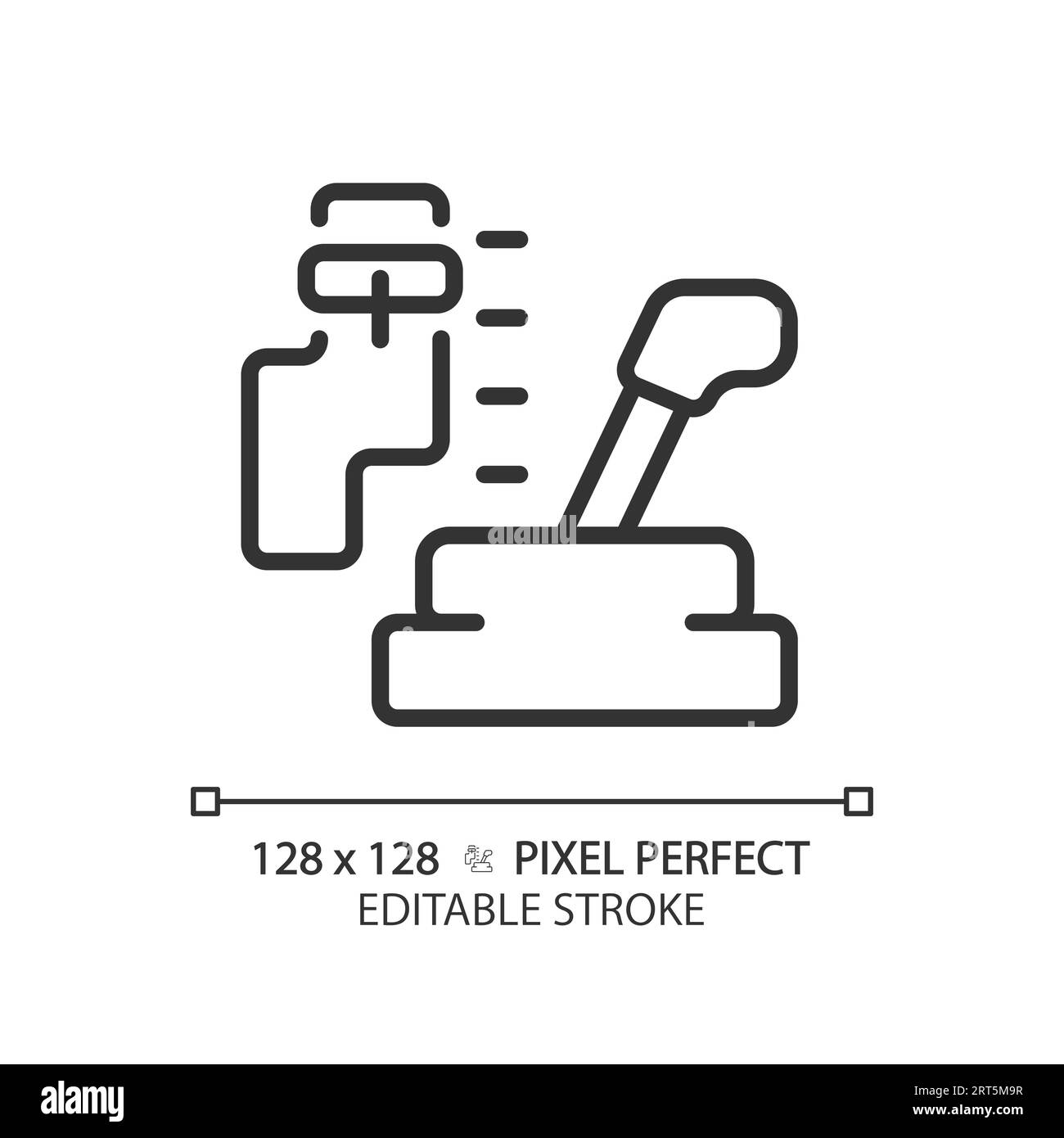 Icône de boîte de vitesses de voiture noire en ligne mince personnalisable en 2D. Illustration de Vecteur