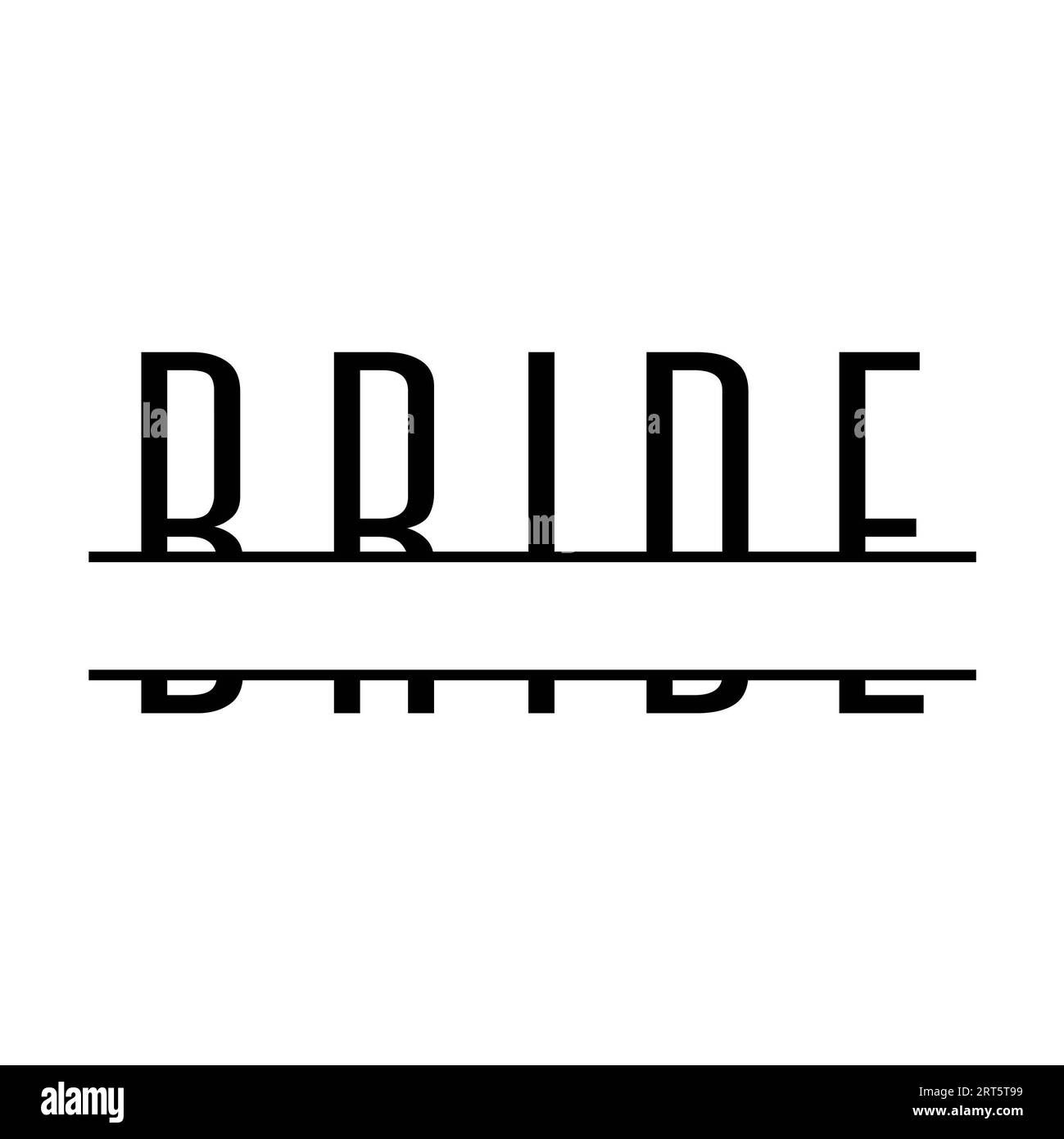 Monogramme divisé de mot mariée sur fond blanc. Illustration isolée. Banque D'Images