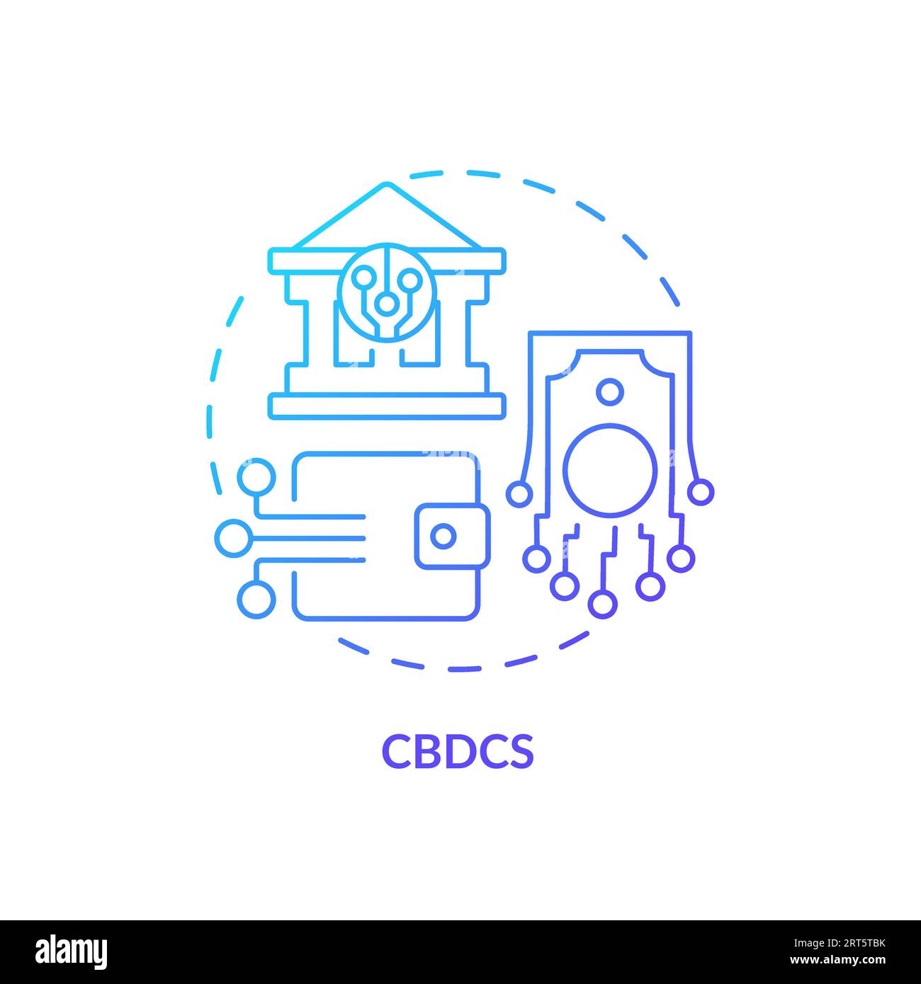 Concept d'icône de ligne CBDC 2D. Illustration de Vecteur