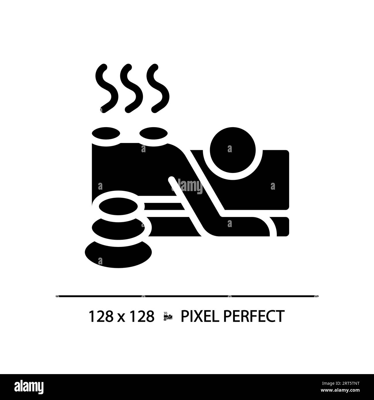 Icône noire de style glyphe de thérapie de pierre chaude Pixel Perfect Illustration de Vecteur