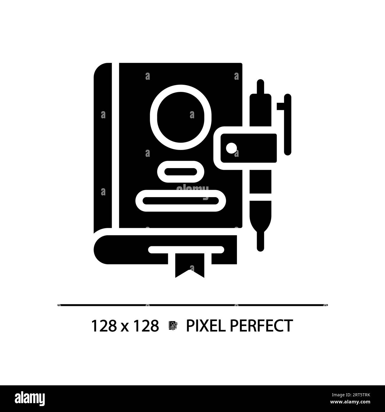 Icône noire de style glyphe de livre Pixel Perfect Illustration de Vecteur
