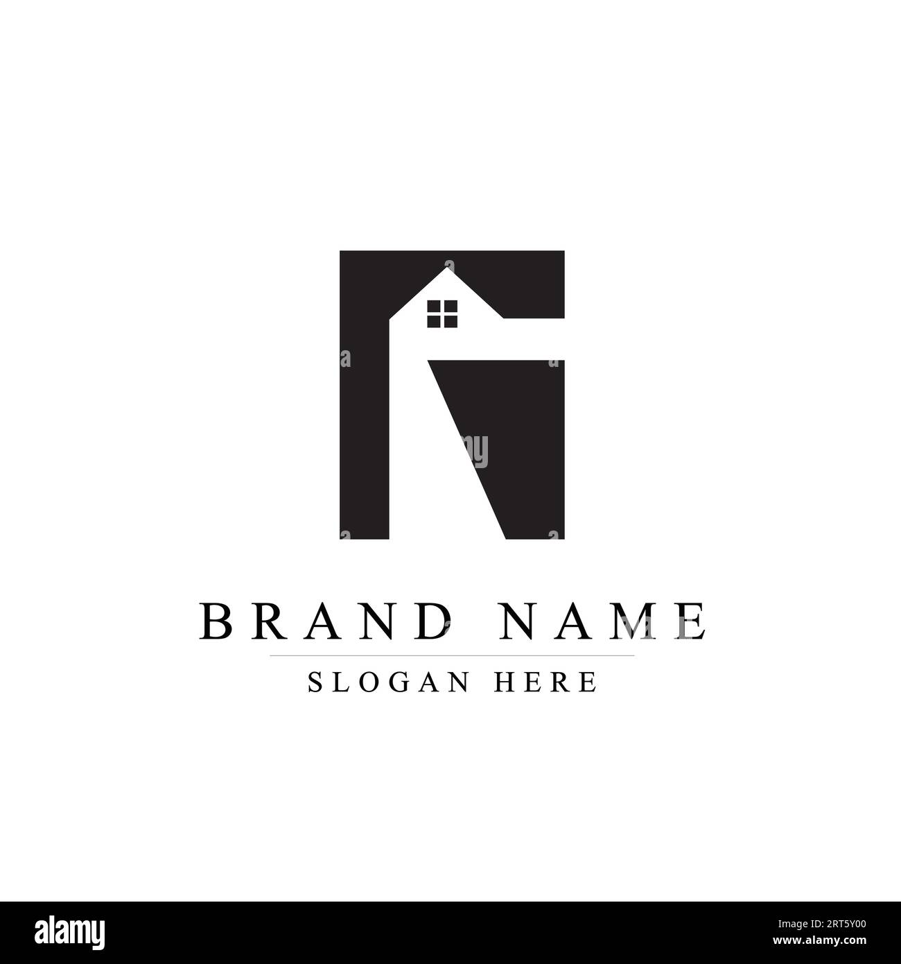 Lettre R avec logo vectoriel gratte-ciel Illustration de Vecteur