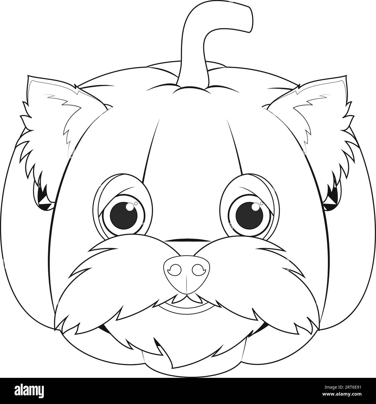 Carte de voeux Halloween pour colorier. Chien Yorkshire Terrier habillé comme une citrouille Illustration de Vecteur