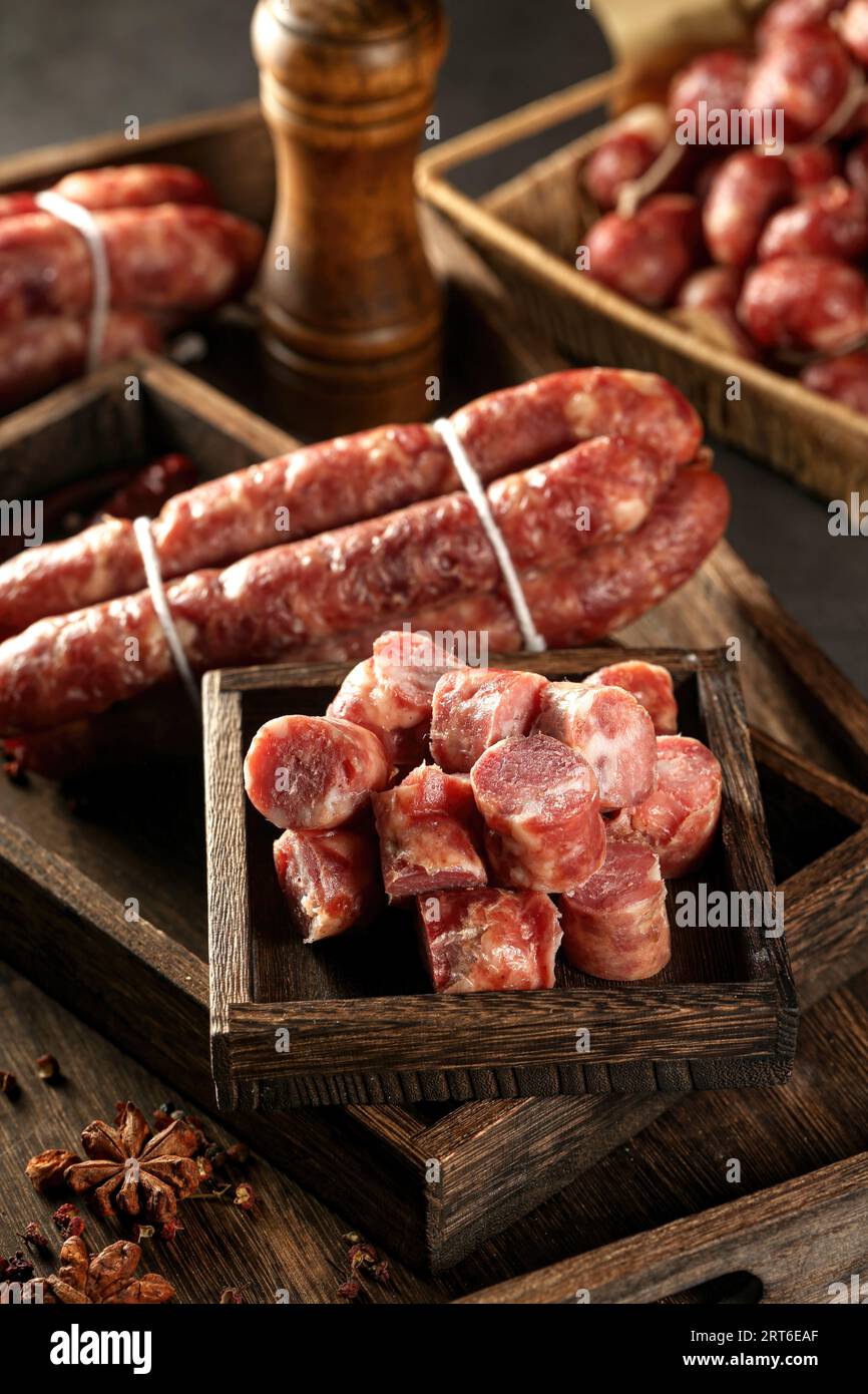 Asie saucisses photos de nourriture, ressemblent à Polony avec un goût particulièrement délicieux Banque D'Images