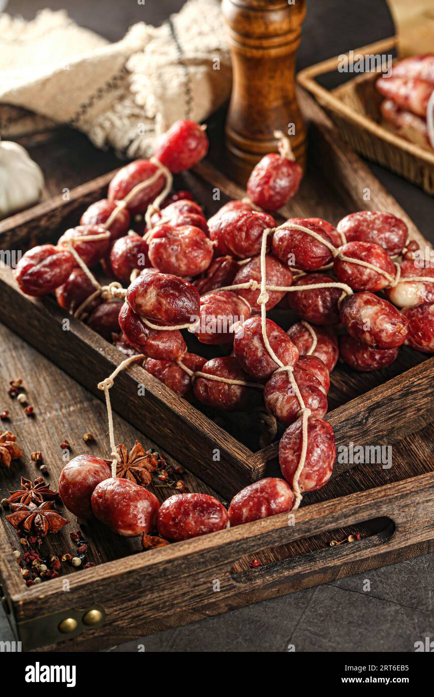 Asie saucisses photos de nourriture, ressemblent à Polony avec un goût particulièrement délicieux Banque D'Images