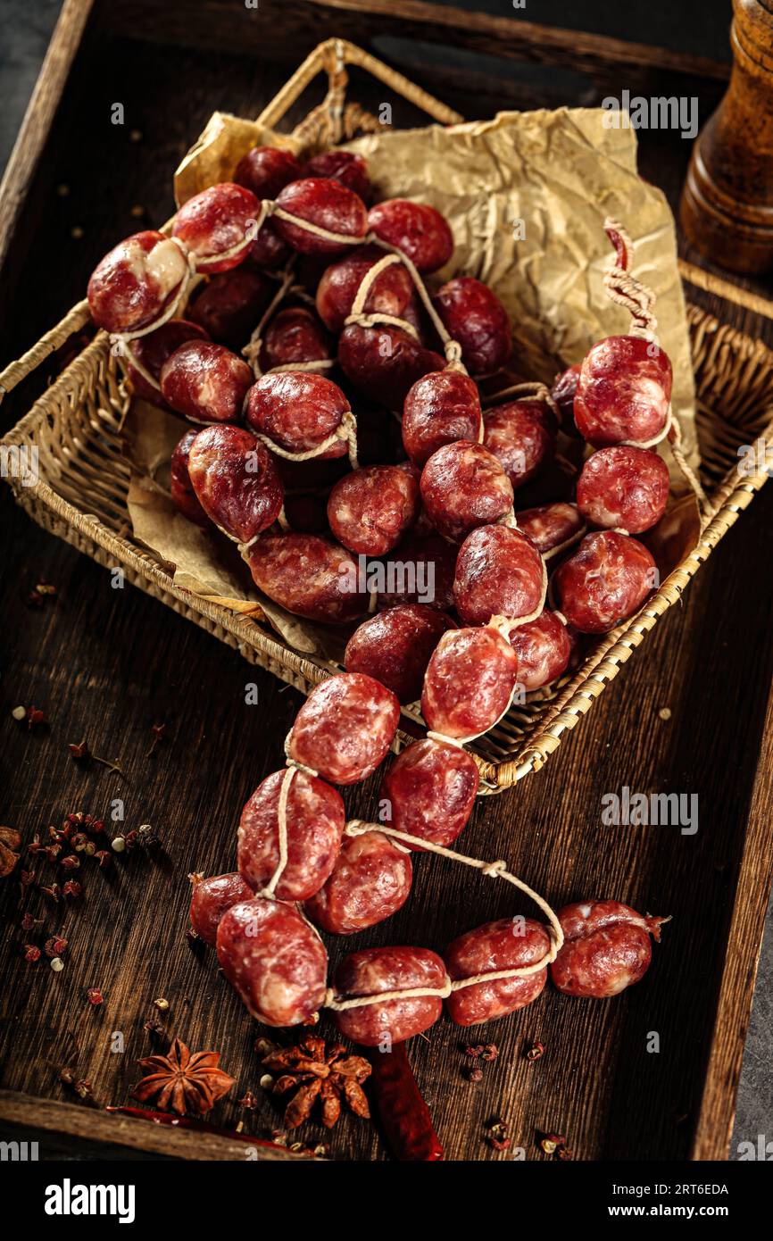 Asie saucisses photos de nourriture, ressemblent à Polony avec un goût particulièrement délicieux Banque D'Images