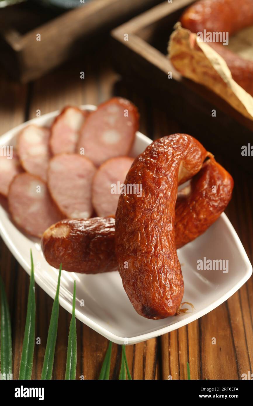 Asie saucisses photos de nourriture, ressemblent à Polony avec un goût particulièrement délicieux Banque D'Images