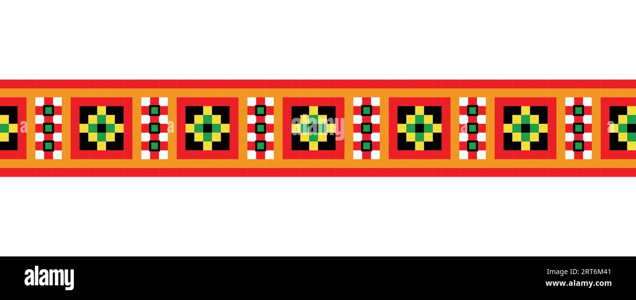 Motif de broderie ukrainienne pour textile, tissu, tissu. Modèle sans couture de vecteur, imprimer. Broderie folklorique ukrainienne, ornement ethnique. Pixel art Illustration de Vecteur