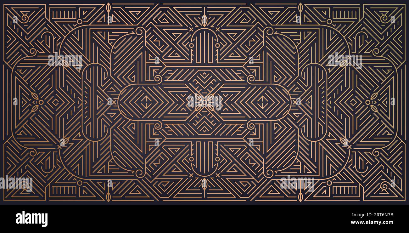 Motif art déco vectoriel. Mariage géométrique abstrait de luxe, conception de partie, ornement géométrique, style linéaire. Orientation horizontale, dégradé doré Illustration de Vecteur