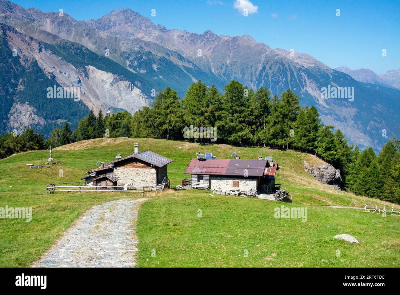 Chalets de montagne en Valtellina près de Bormio - Italie Banque D'Images