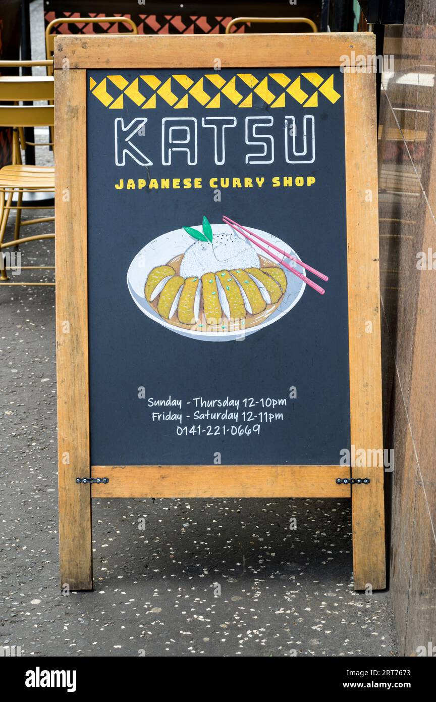 Katsu Japanese curry shop enseigne, West Nile Steet, Glasgow, Écosse, Royaume-Uni, Europe Banque D'Images