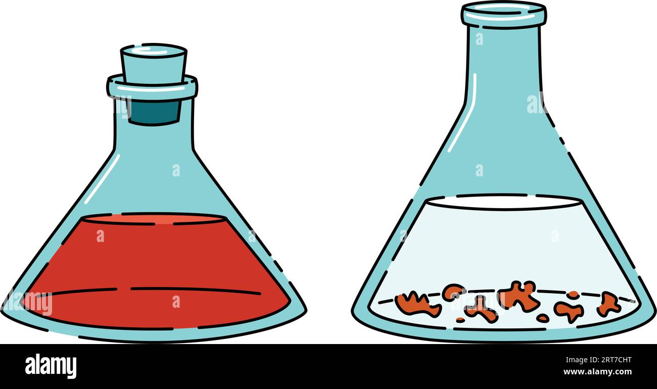 Flacons triangulaires en verre chimique de liquides de différentes formes. Arme chimique, acide ou poison Illustration de Vecteur