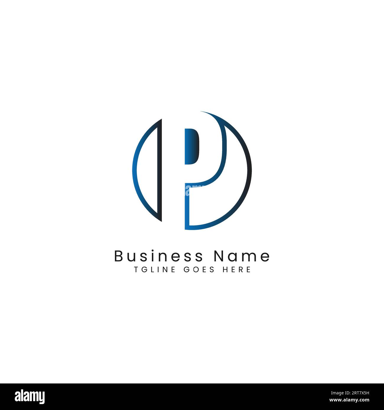 Logo de la lettre P, symbole de forme ronde, numérique, technologie, médias, conception de découpe Illustration de Vecteur