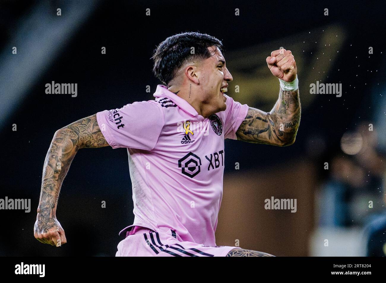 Los Angeles, États-Unis. 04 septembre 2023. Facundo Farias (11) de l'Inter Miami CF marque 0-1 lors du match de MLS entre le Los Angeles FC et l'Inter Miami CF au BMO Stadium de Los Angeles. Banque D'Images