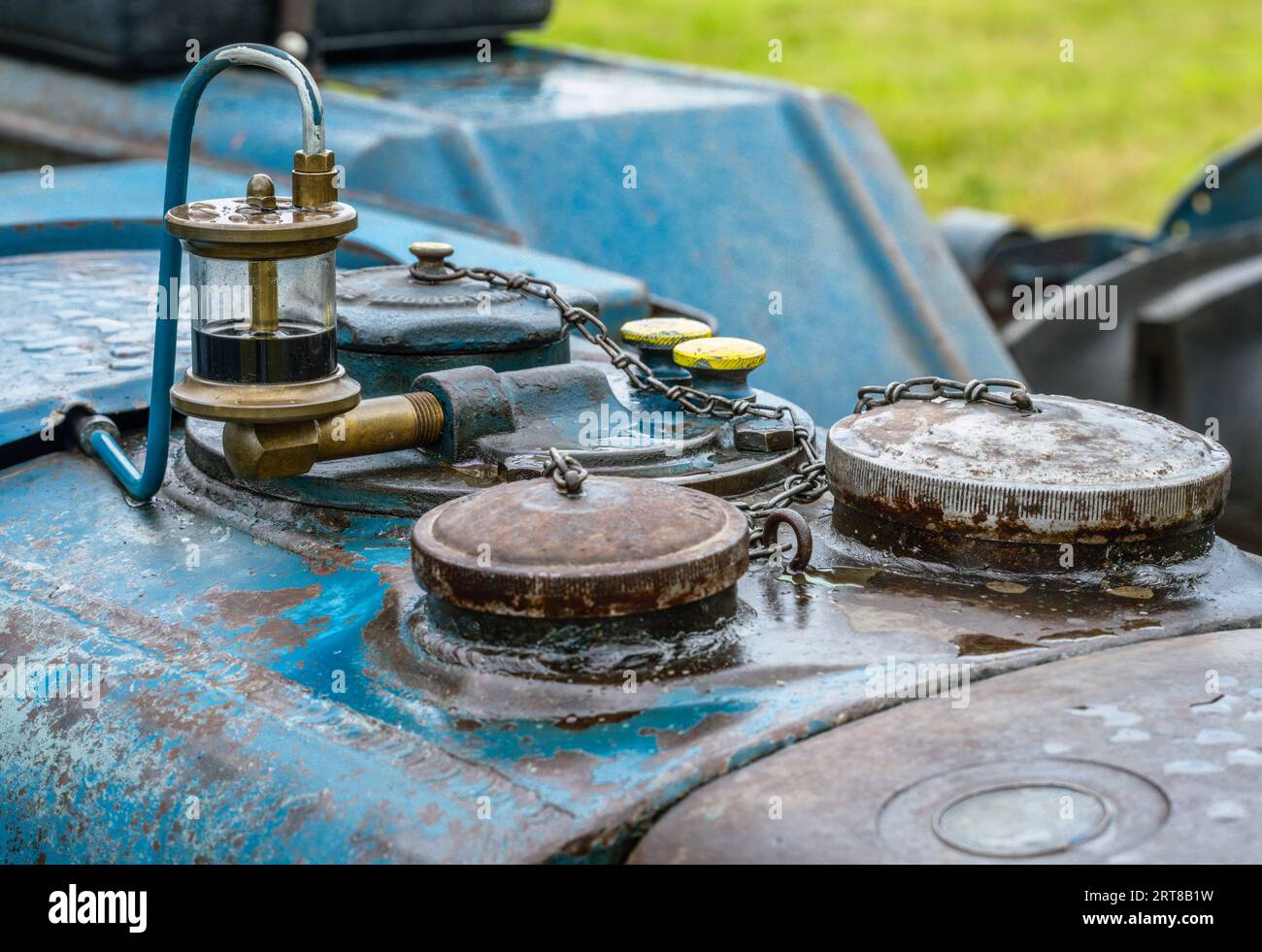 Détail d'un vieux tracteur historique old-timer motor Banque D'Images
