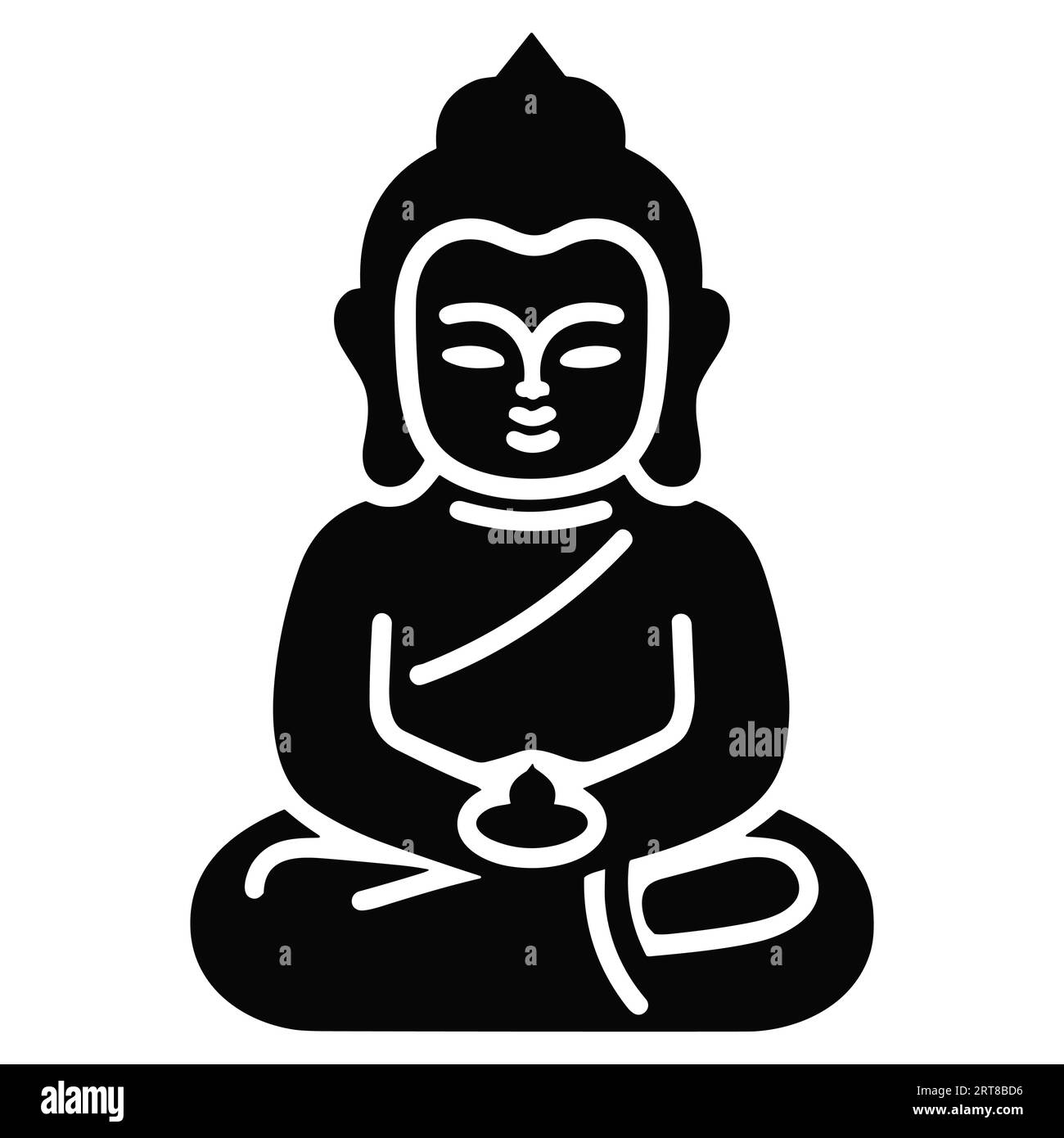 Icône de sculpture de Bouddha isolé fond blanc Illustration de Vecteur