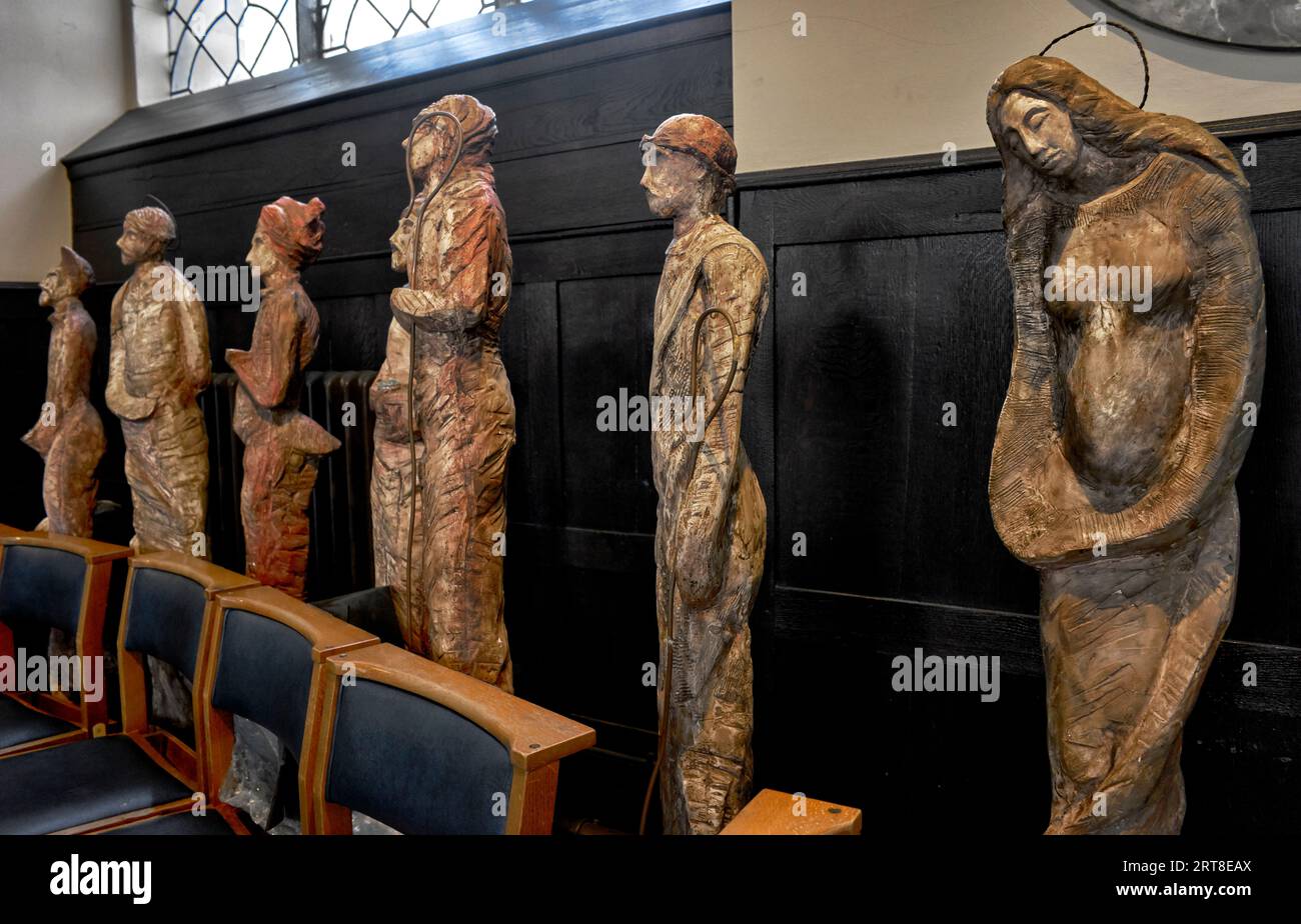 Figurines de la Nativité exposées à la cathédrale de Philippe, église d'Angleterre, Birmingham, Angleterre, Royaume-Uni Banque D'Images