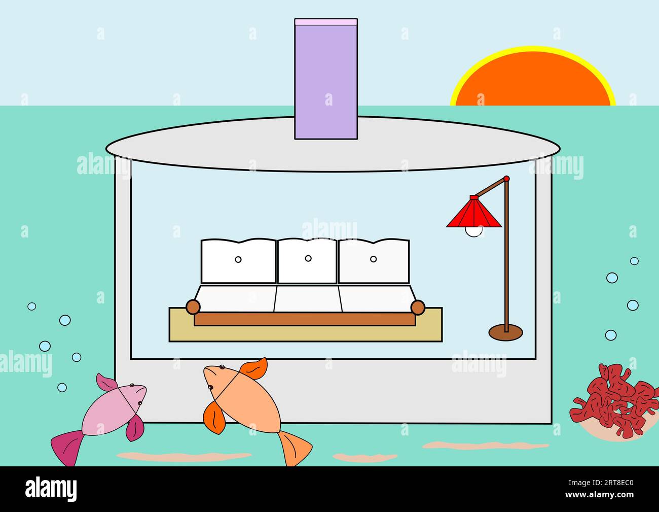 Maison extraordinaire, sous l'eau Banque D'Images