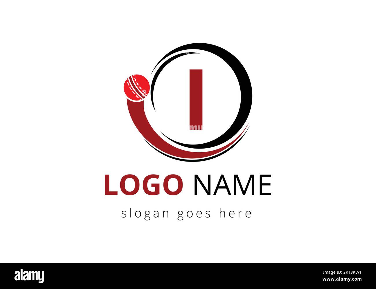 Concept de logo de cricket de lettre I avec l'icône de balle de cricket mobile. Pour le modèle de vecteur de symbole de club de cricket Illustration de Vecteur
