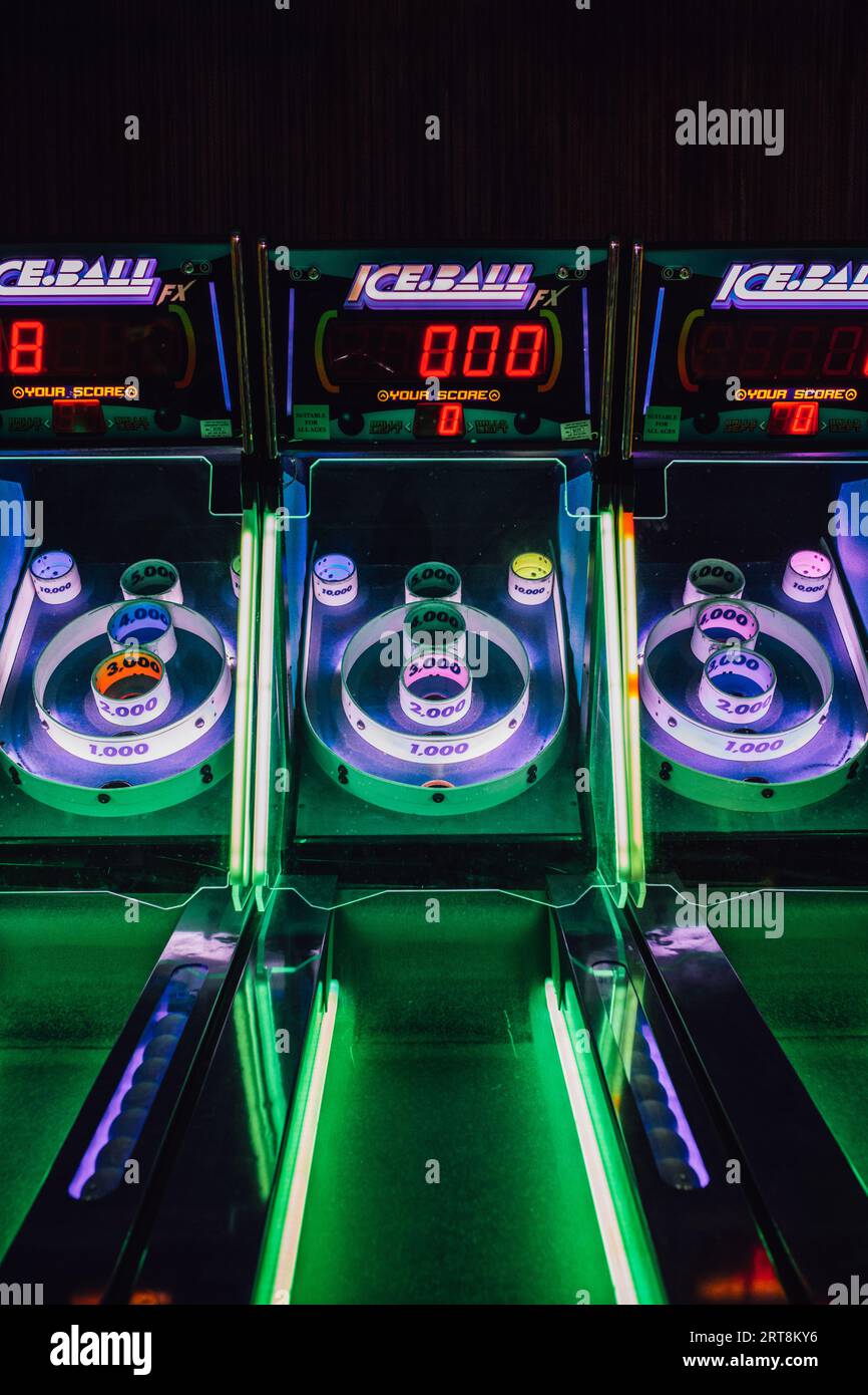 Ice ball Alley Roller Arcade Game au Seattle's Gameworks Banque D'Images