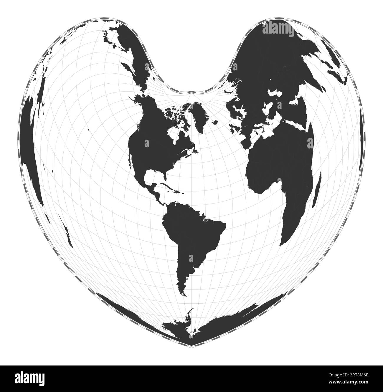 Carte vectorielle du monde utilisant la projection pseudo-conique bonne d'aire égale. Illustration de Vecteur