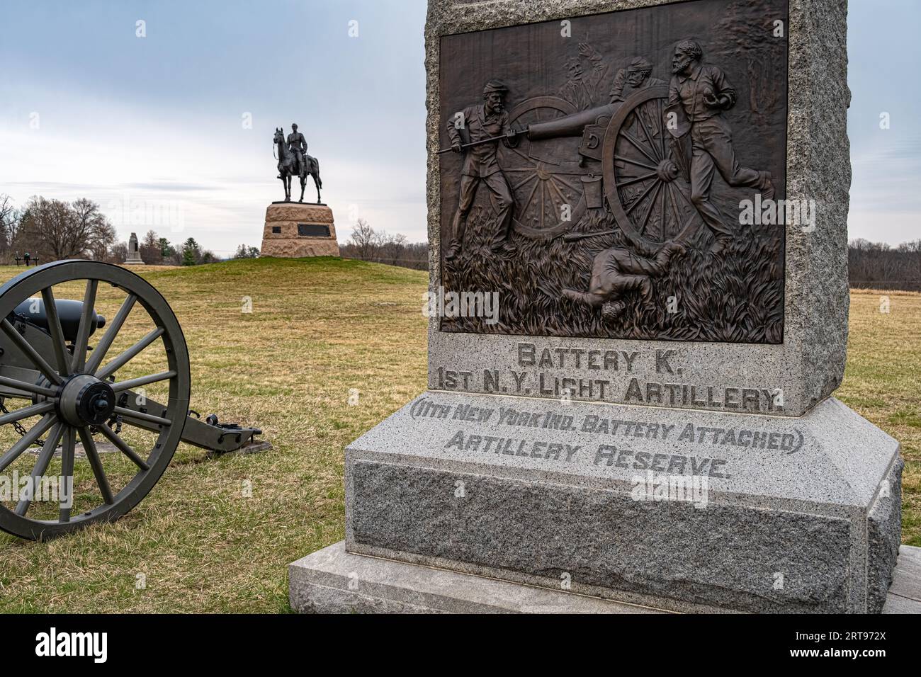 Mémorial à la batterie K de New York sur le champ de bataille au parc militaire national de Gettysburg à Gettysburg, Pennsylvanie. (ÉTATS-UNIS) Banque D'Images
