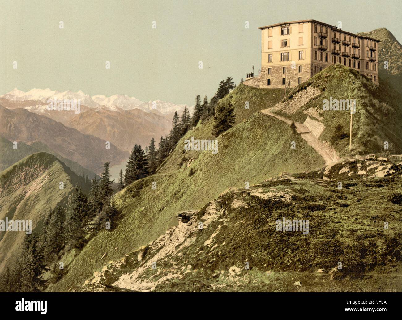 Hotel Stanserhorn, Stanserhorn, Nidwald, Suisse 1890. Banque D'Images