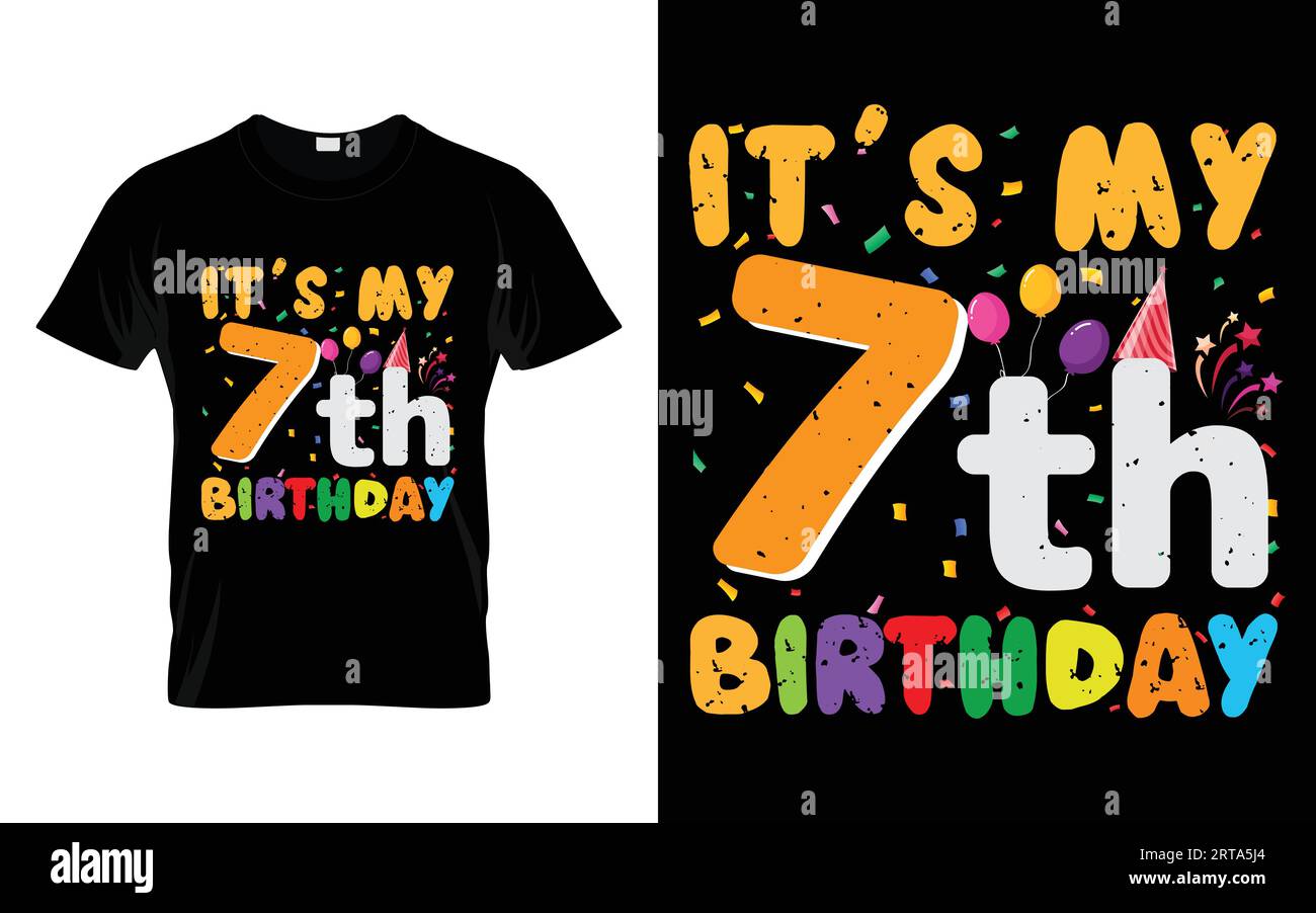 It's My 7th Birthday Kids Joyeux anniversaire garçons filles 7 ans T-shirt Illustration de Vecteur