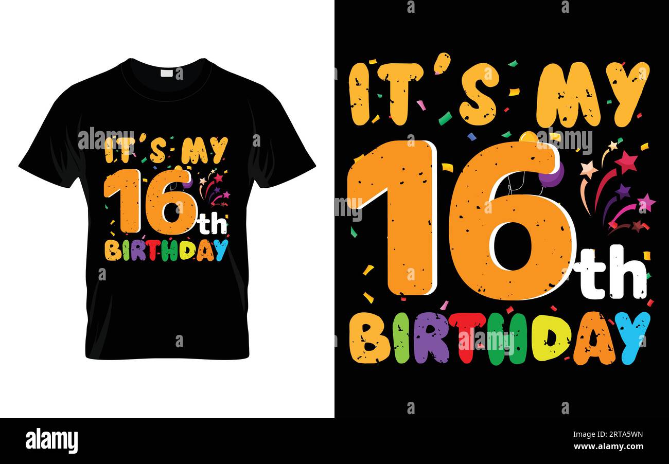 It's My 16th Birthday Kids Joyeux anniversaire garçons filles 16 ans T-shirt Illustration de Vecteur