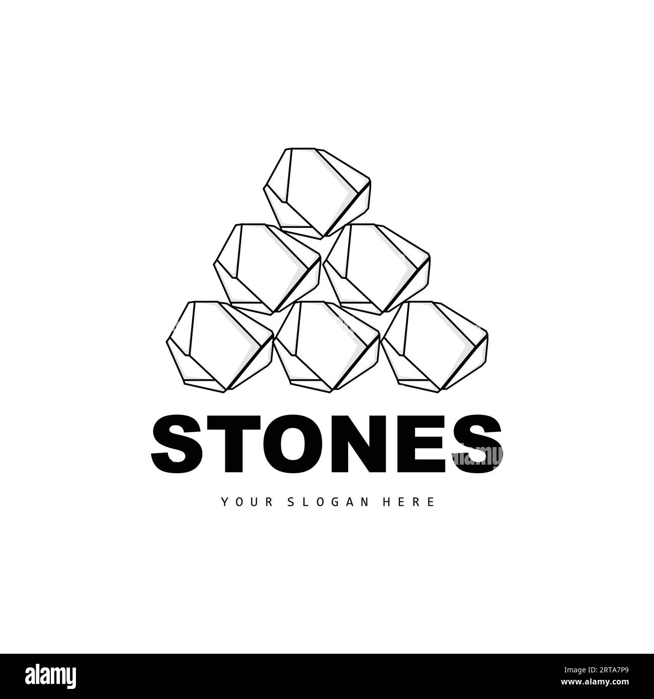 Logo de pierre, Vector Stone moderne avec style de ligne de géométrie, conception pour la décoration esthétique, produit moderne de marque, simple icône abstraite Geomet esthétique Illustration de Vecteur