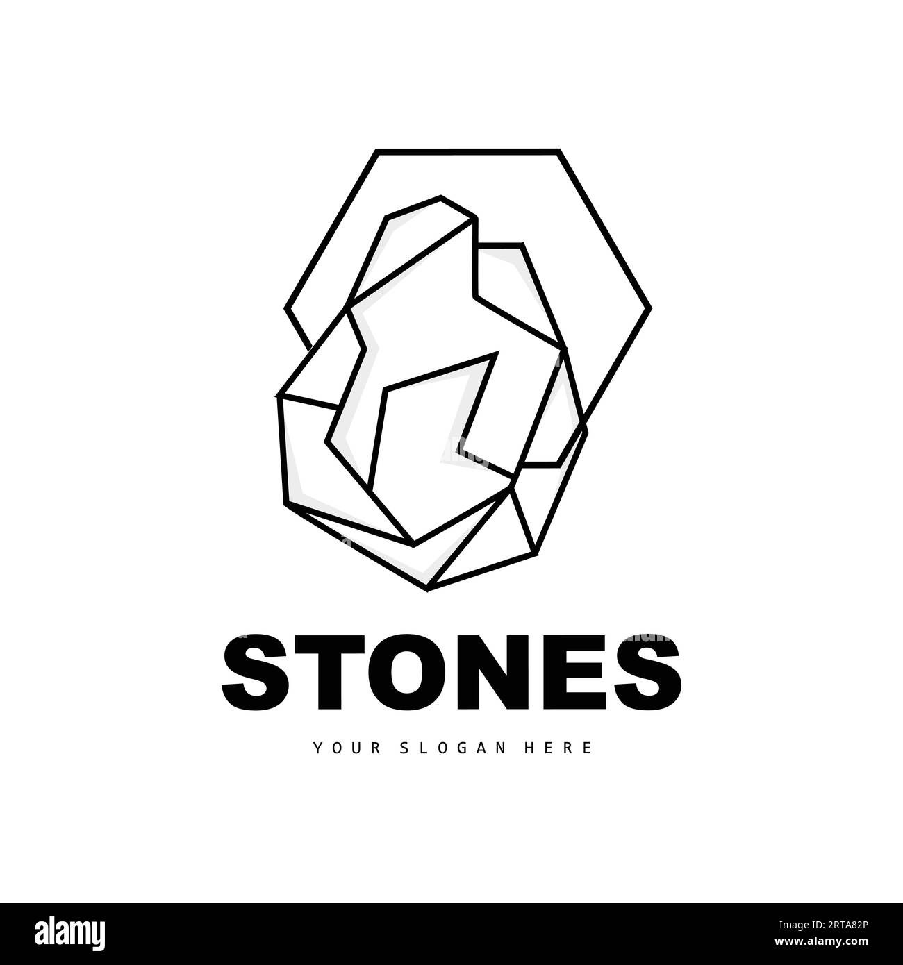 Logo de pierre, Vector Stone moderne avec style de ligne de géométrie, conception pour la décoration esthétique, produit moderne de marque, simple icône abstraite Geomet esthétique Illustration de Vecteur