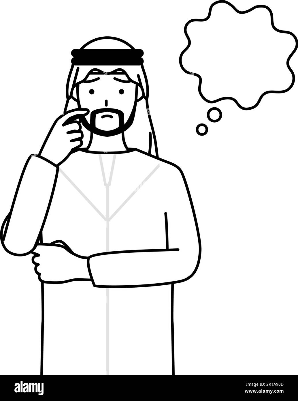 Homme musulman pensant tout en se grattant le visage, Illustration vectorielle Illustration de Vecteur