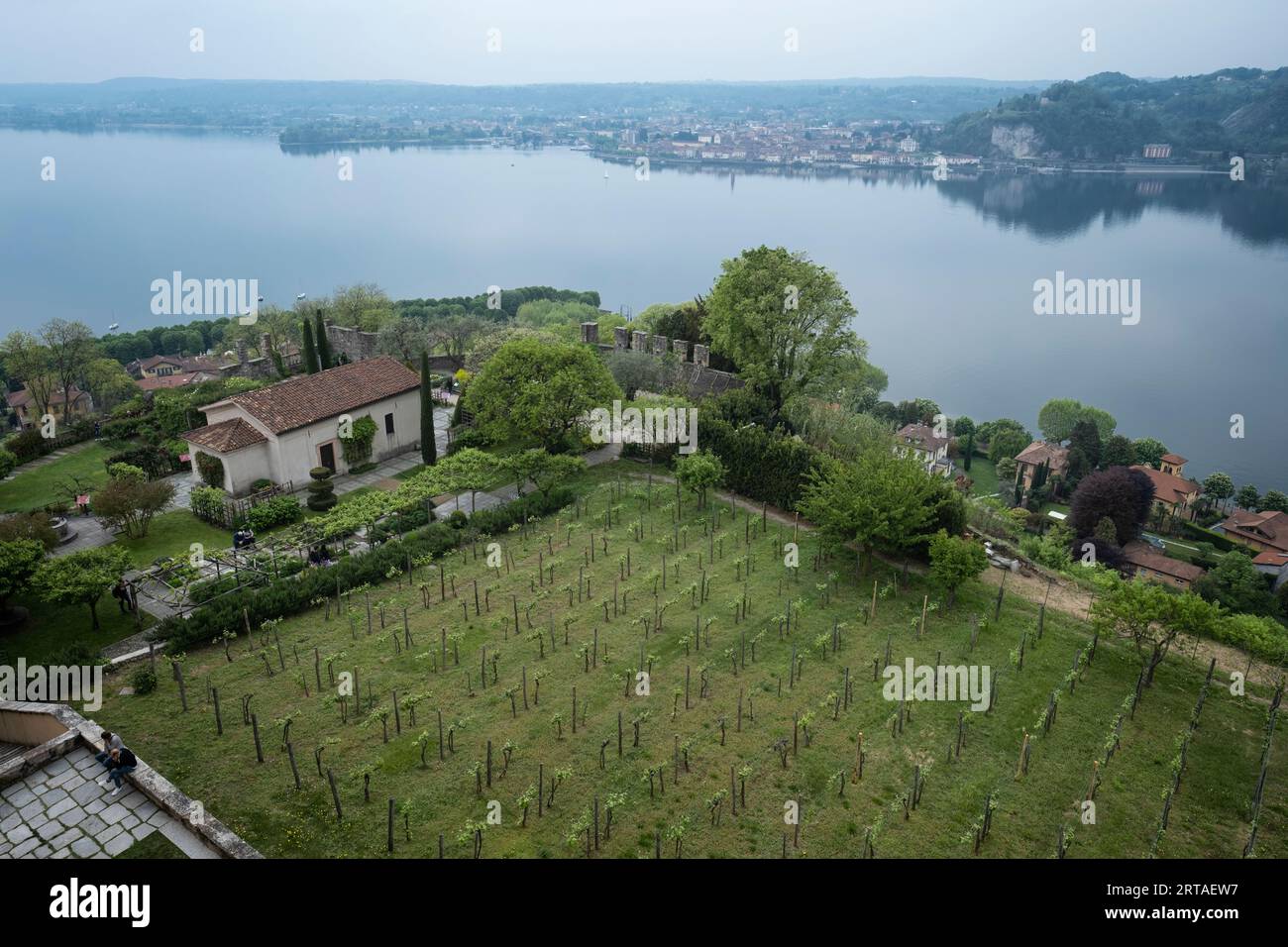 Le jardin botanique et le vignoble de Rocca di Angera sur le lac majeur, province de Varèse, Lombardie, lacs italiens, Italie, Europe Banque D'Images