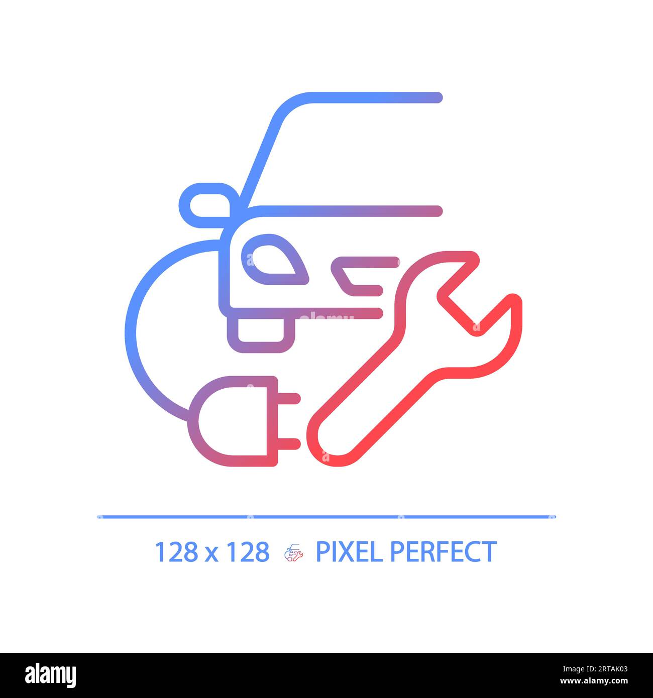 Icône de charge de voiture électrique à gradient linéaire fin 2D. Illustration de Vecteur