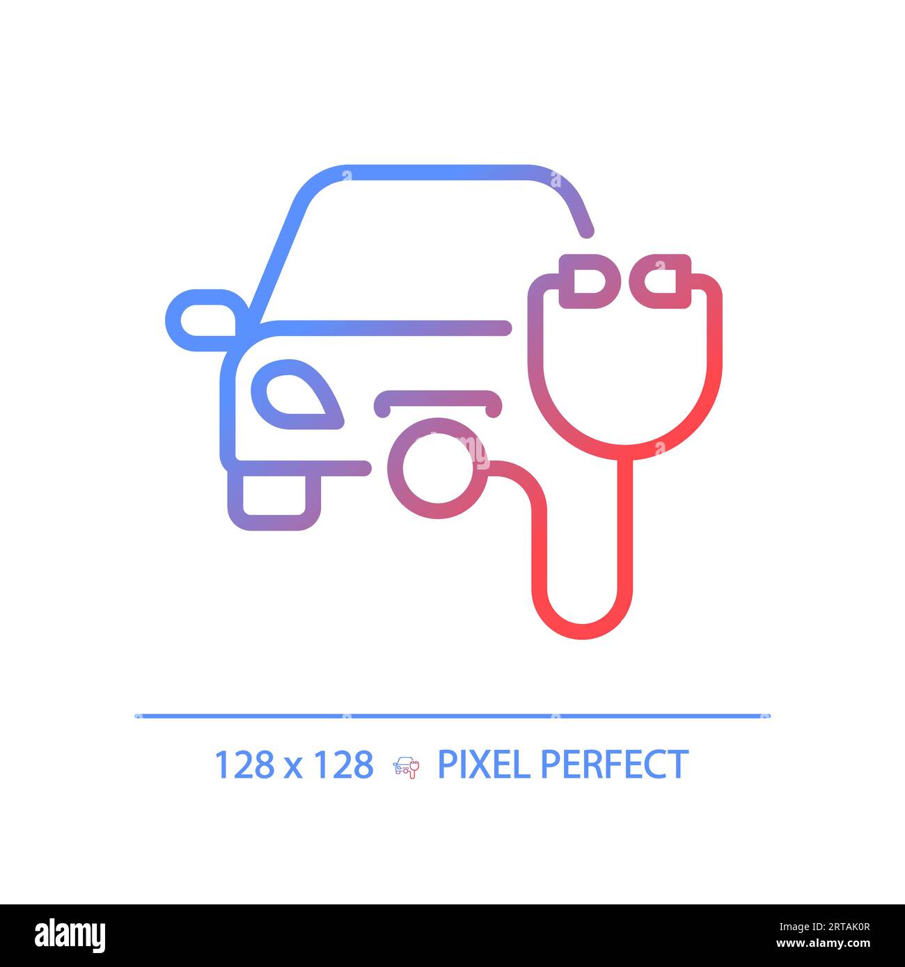 Icône de santé de voiture à gradient linéaire fin 2D. Illustration de Vecteur