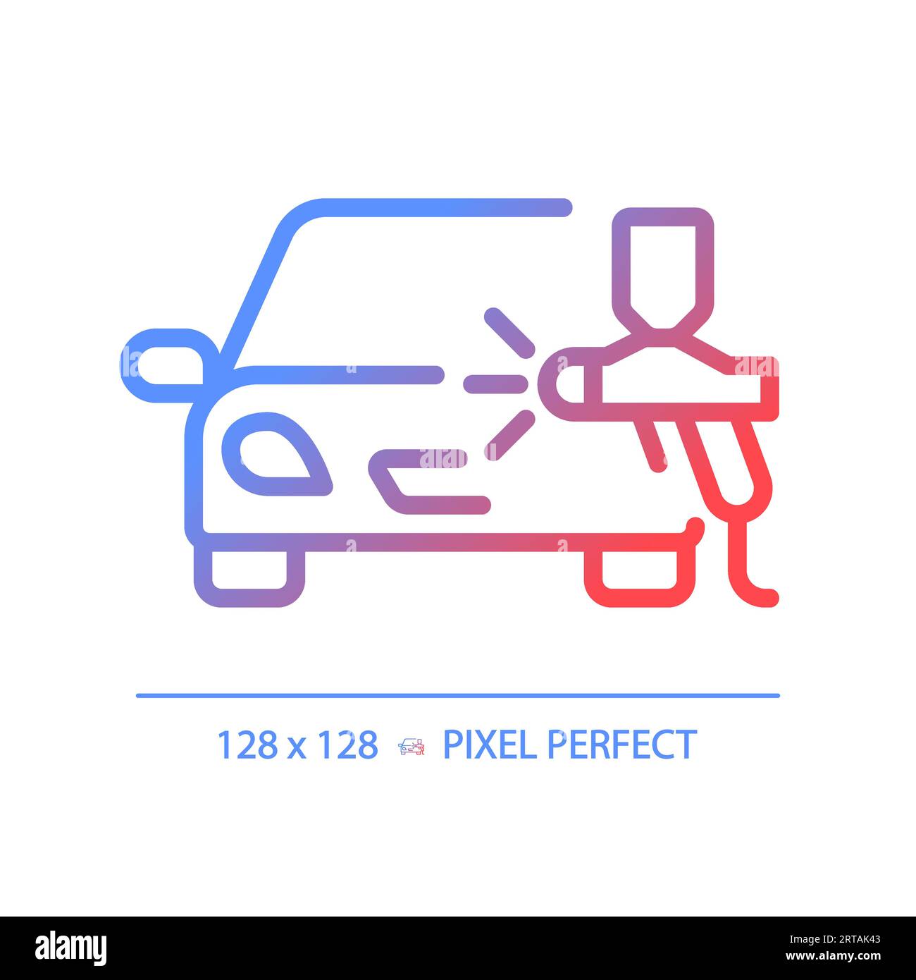 Icône de peinture de voiture à gradient linéaire fin 2D. Illustration de Vecteur
