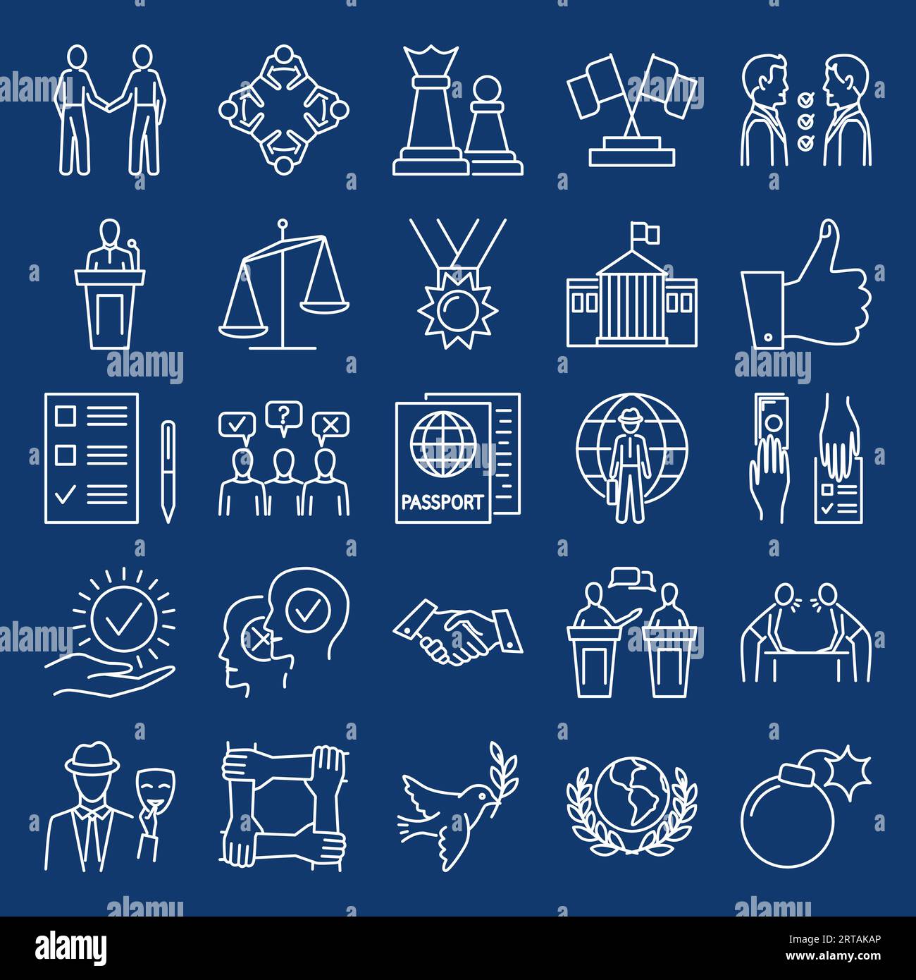 Icône de la diplomatie et de la mission diplomatique placée dans le style de ligne. Illustration vectorielle. Illustration de Vecteur