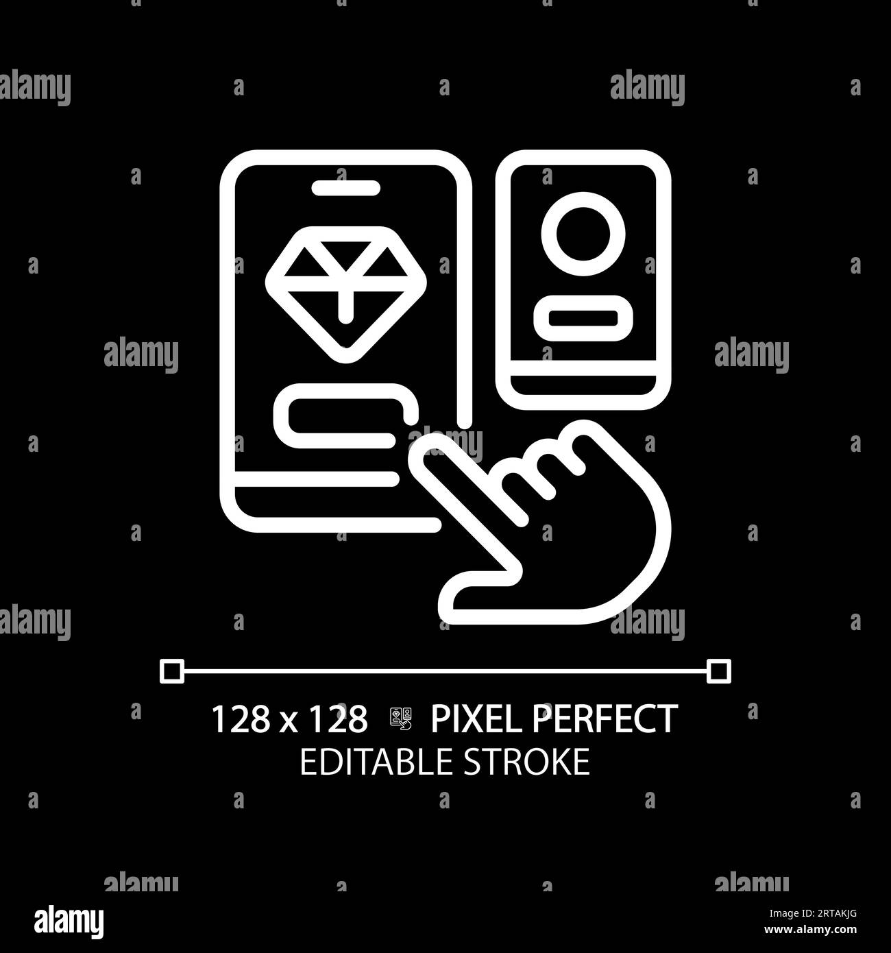 Ligne fine modifiable 2D blanche en choisissant l'icône de l'application Illustration de Vecteur