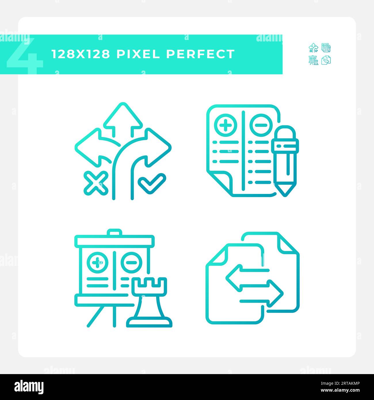 Jeu d'icônes de comparaison de gradient Pixel Perfect Illustration de Vecteur