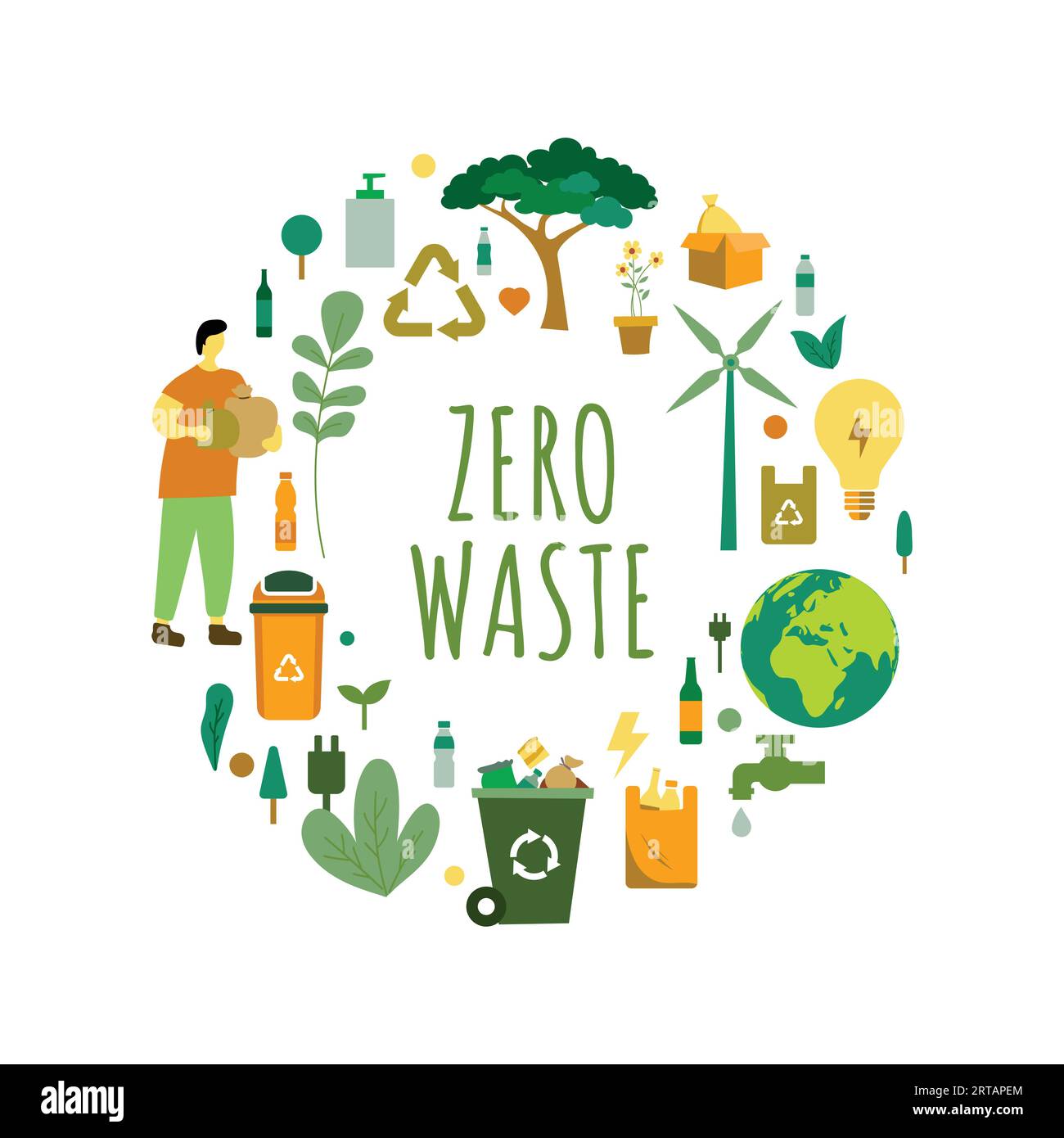 illustration vectorielle de pratiques durables avec le concept de zéro déchet, recyclage et éco-responsable Illustration de Vecteur