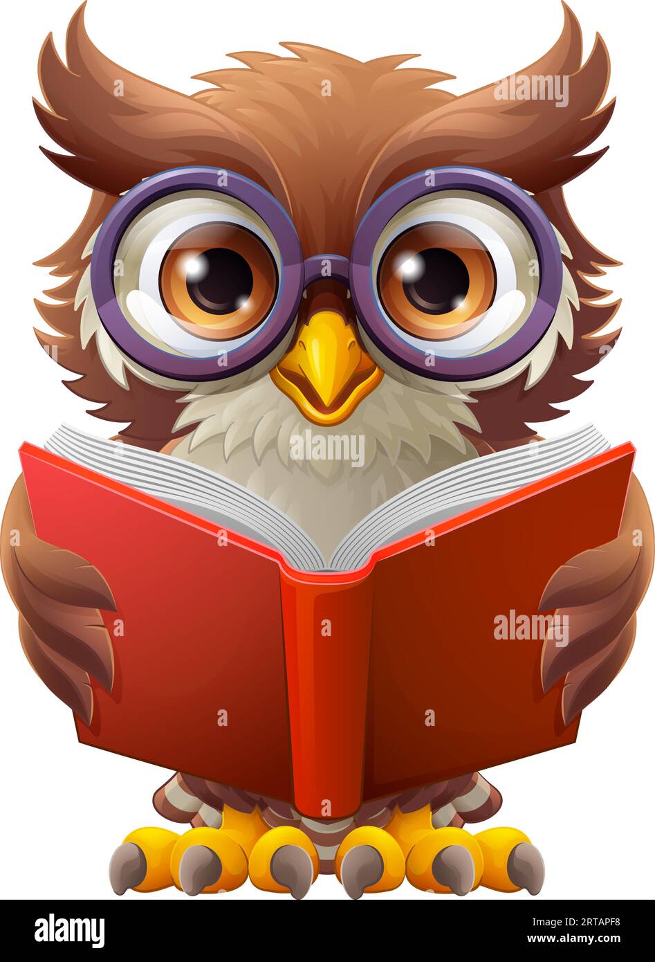 Owl Wise Cartoon mignon CIRD Livre de lecture de personnages Illustration de Vecteur