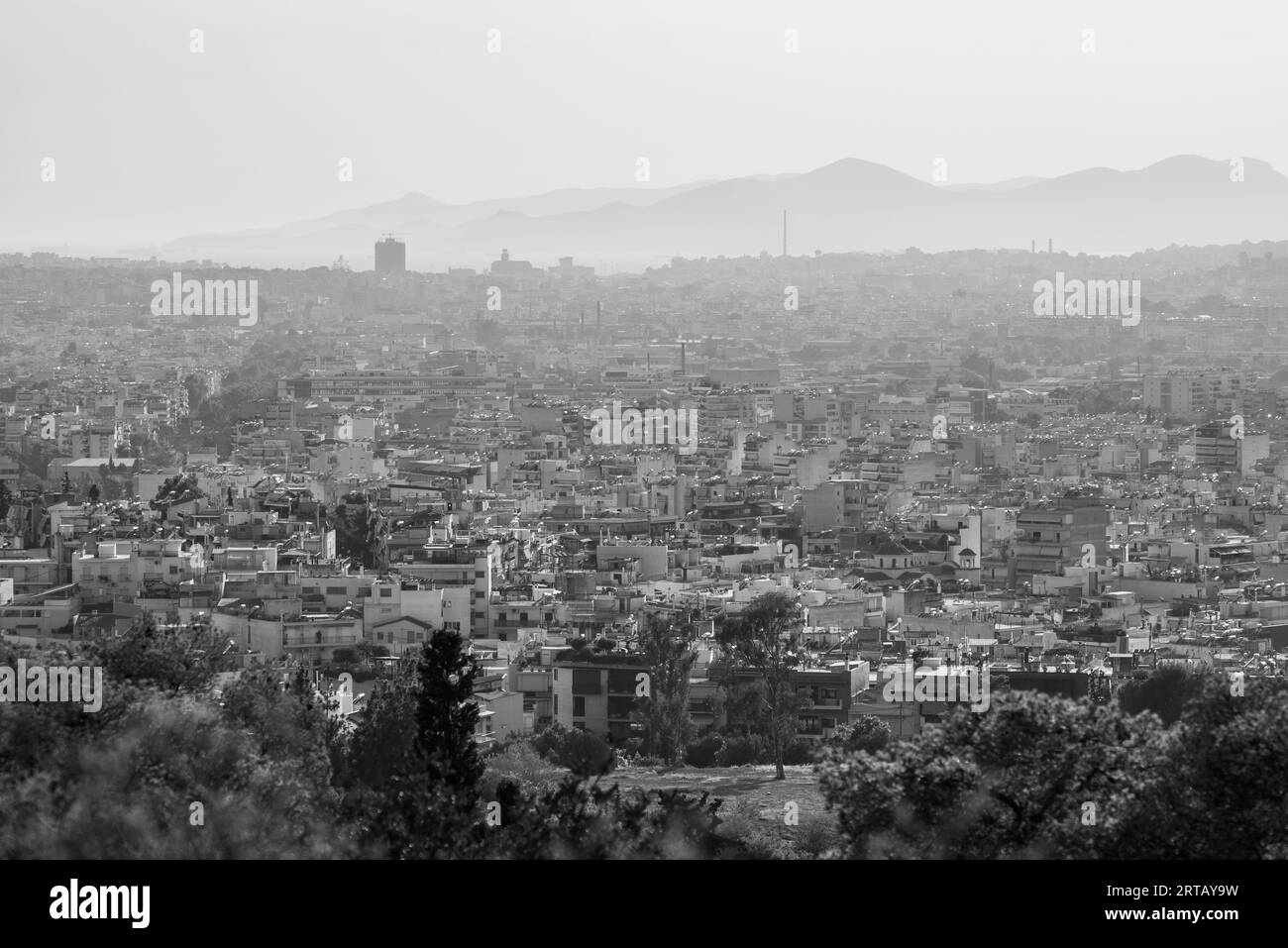 Vue aérienne du paysage urbain d'Athènes capitale de la Grèce Banque D'Images