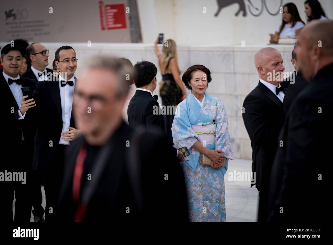 VENISE, ITALIE - AOÛT 31 : Patrick Dempsey, Michael Mann et Adam Driver assistent à un tapis rouge pour le film 'Ferrari' au 80e Venice International Banque D'Images