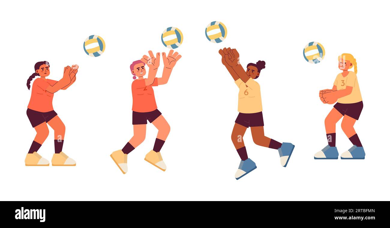 Illustration de spot vectoriel de concept plat de joueurs de volley-ball Illustration de Vecteur