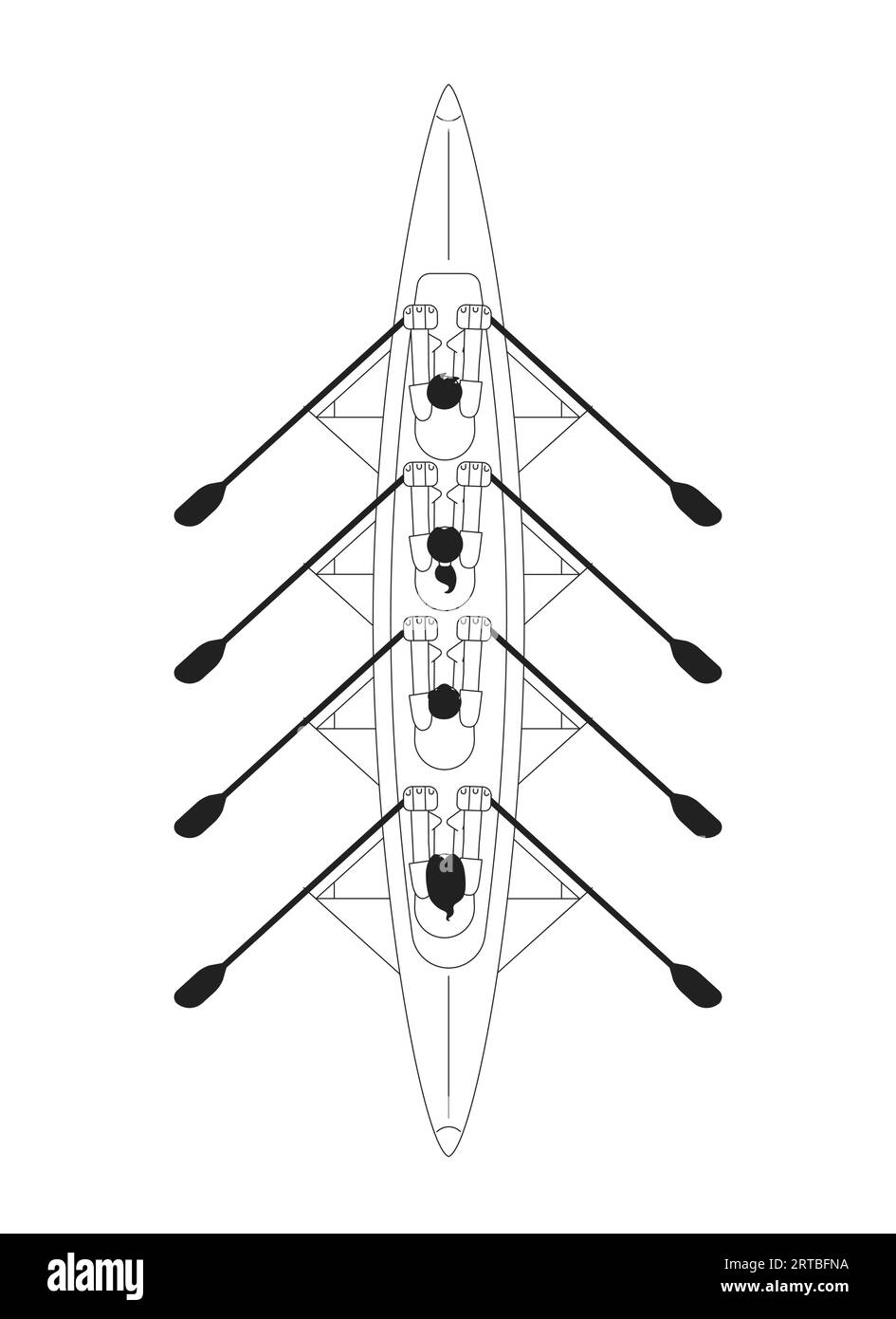 Illustration de spot vectoriel de concept monochrome Team kayak sport Illustration de Vecteur