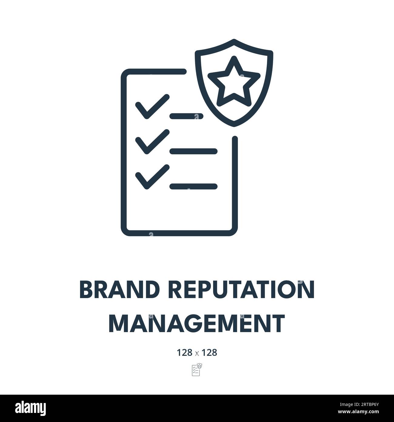 Icône Brand Reputation Management. Image de marque, crédibilité, confiance. Contour modifiable. Icône vecteur simple Illustration de Vecteur